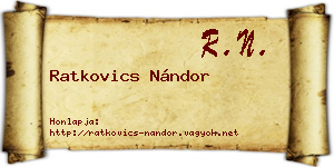 Ratkovics Nándor névjegykártya