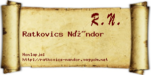 Ratkovics Nándor névjegykártya